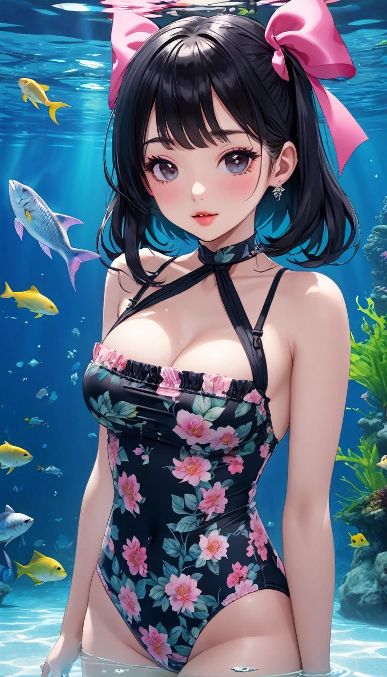 {{{{{16k}}}}}, {{{{{Unique atmosphere in the middle of the transition from girl to sexy woman, transforming a Japanese girl with a cutely pussy into her facial rank to the SSS rank of top-notch pretty actresses, She's in a cylindrical aquarium filled with female hormone fluid with a control panel that allows her to change the shape and appearance and personality of the girl inside at will, she is ambushed every night and has sex with her on all fours throughout the night, She is being pistoned hard from behind in a sexy pose with her hands in front of her, When the control slider under the aquarium was adjusted to purity, her appearance changed to cute and innocent, She was a but after four years of being raped while being injected with beauty-enhancing hormones every day she grew into a 16-year-old that she had an erotic fetish for lips and necks and waistlines, she was being raped and clearer the nip line from underbust to hips, She had a pretty face like an idol but as she grew up, she became beautiful like an actress, Her too-beautiful rounded tits wrapped in her separates flower pattern swimsuit, Her hair is replaced by a bang long glossy very Straight black hair with ribbon, The growing body is reproduced with sex-loving, thick vivid lips, Her gasps echoing through the water, She transforms her into a cute once-in-a-millennium}}}}},{{Extremely detailed}},{{{{{integrated her head pure small, Enchanting Too thick and erotic deep pink lips, Her thickened lips shimmer with luster}}}}},{{{{{Her tattoos spread all over her body, She is tattooed with lewd flowers on her neck, arms, lower abdomen, thighs, ribbon piercings are attached all over her body}}}}}