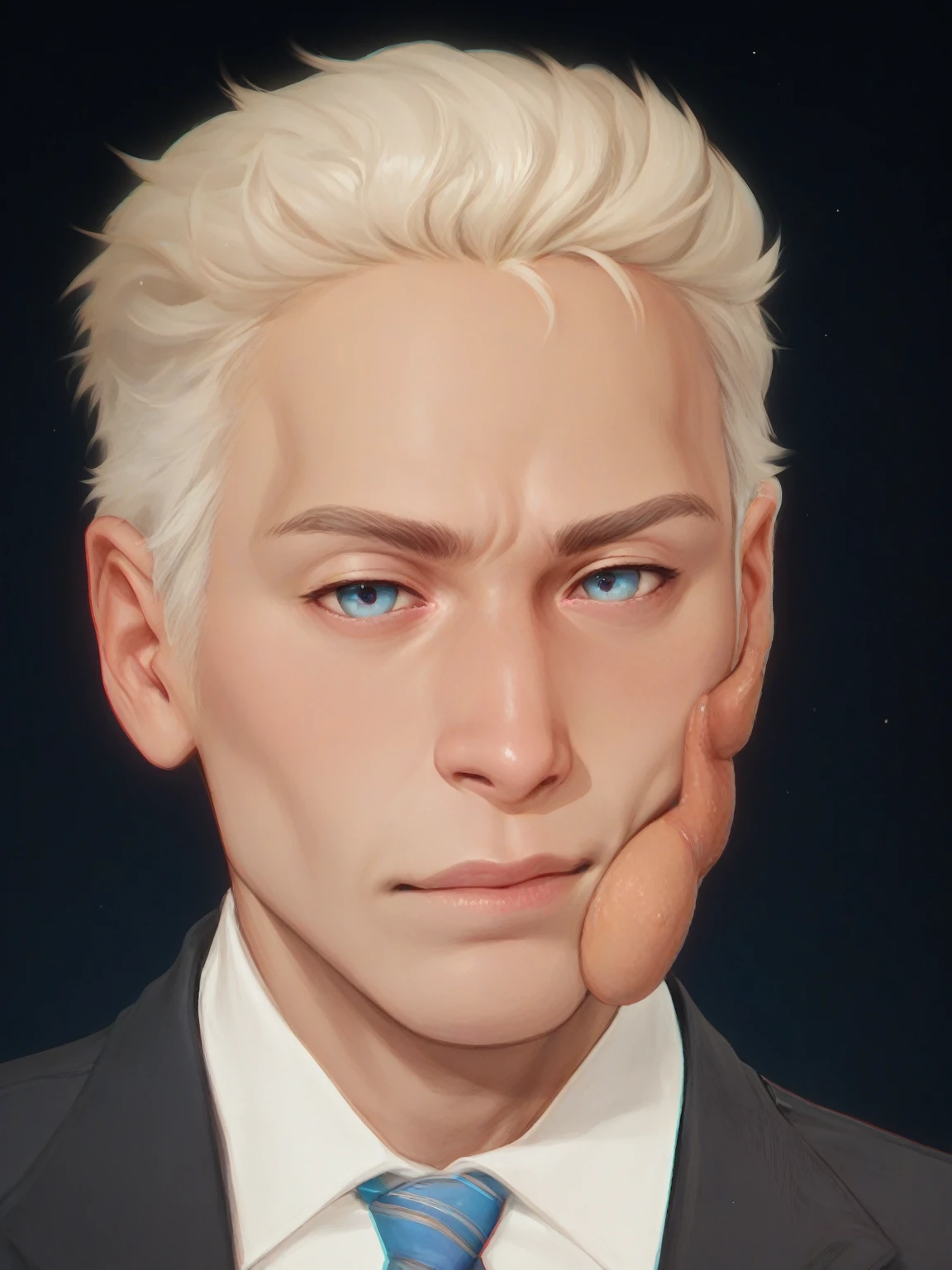 check_9, check_8_up, check_7_up, detailed, 1 man, One, complex parts, Chromatic aberration, realistic, White hair