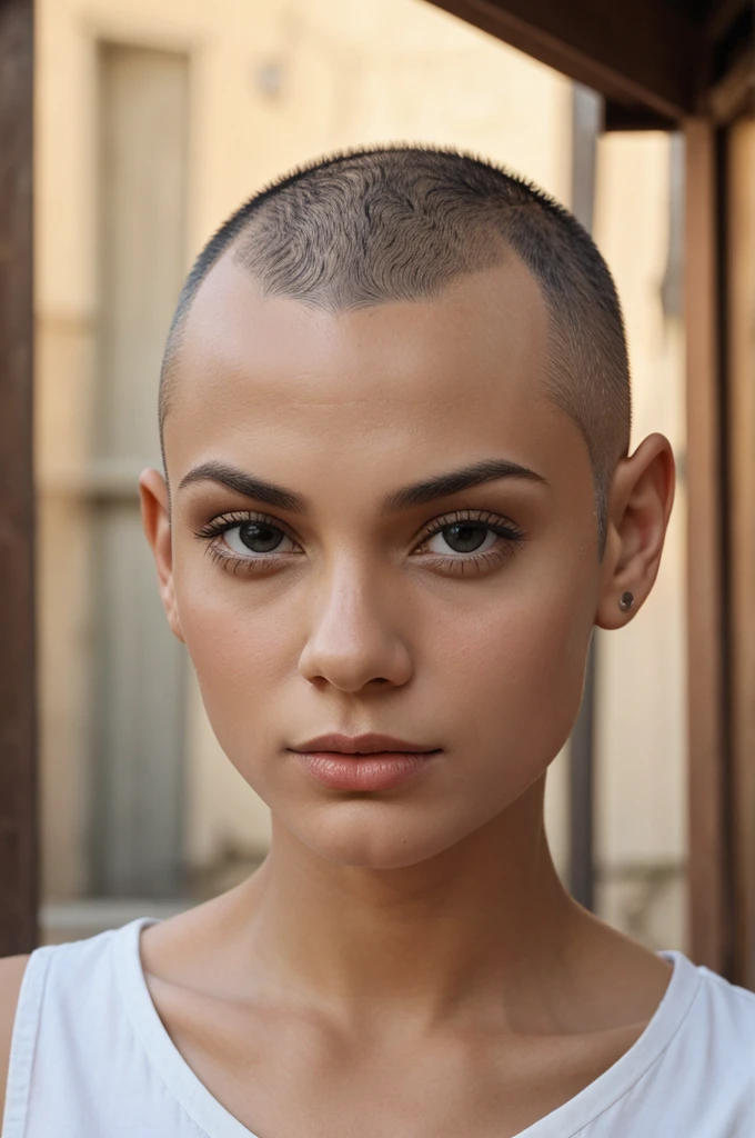 Genrate an ugly girl with no hair in her head