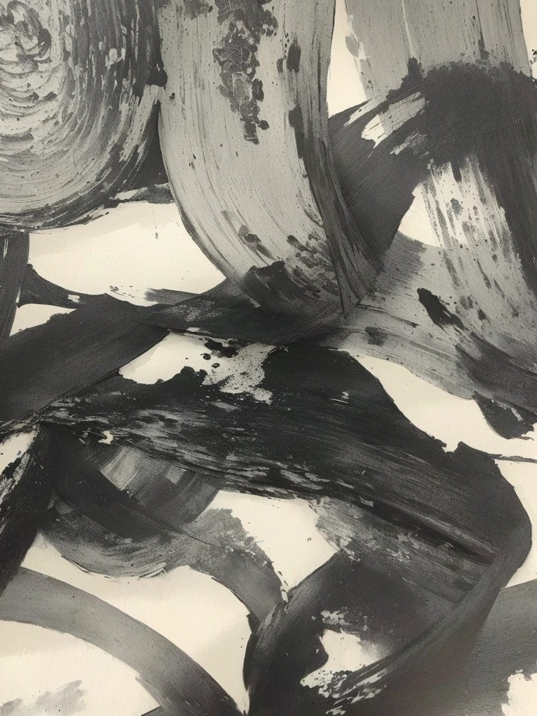 a close up of a painting of a Black and White, inspired by Wu Changshuo, Ink on canvas, black ink on textured paper, black ink painting, Black and White, Ink on paper, Inspired by Huang Binhong, Intricate ink painting details, 纸上Black and White墨水, Monochrome ink, Inspired by Wang Shimin, Abstract charcoal sketch