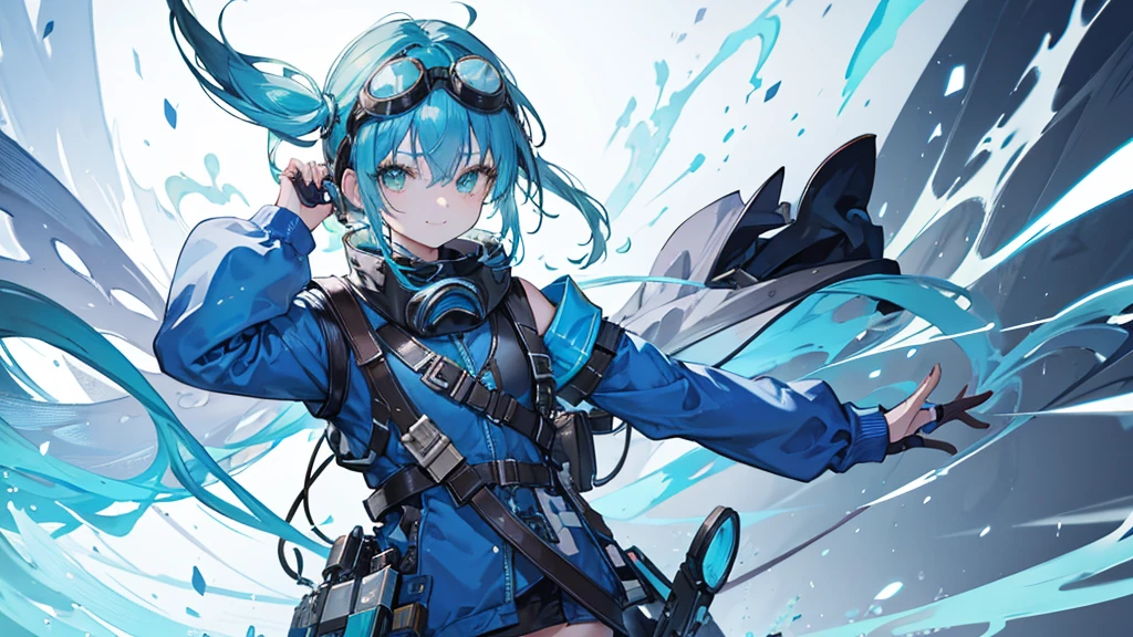 Cowboy Shot, Twin tails, Revealing clothing, (Put goggles on your head:1.3), Blue Theme, otoko no ko,, ultra detailed, masterpiece, Highest quality, beautiful, detailed,, ultra detailed, masterpiece, Highest quality, alone, smile, One girl, Green Eyes, short hair, Blue Hair, bangs, Hair between the eyes, Messy Hair, (Put goggles on your head:1.2),
information