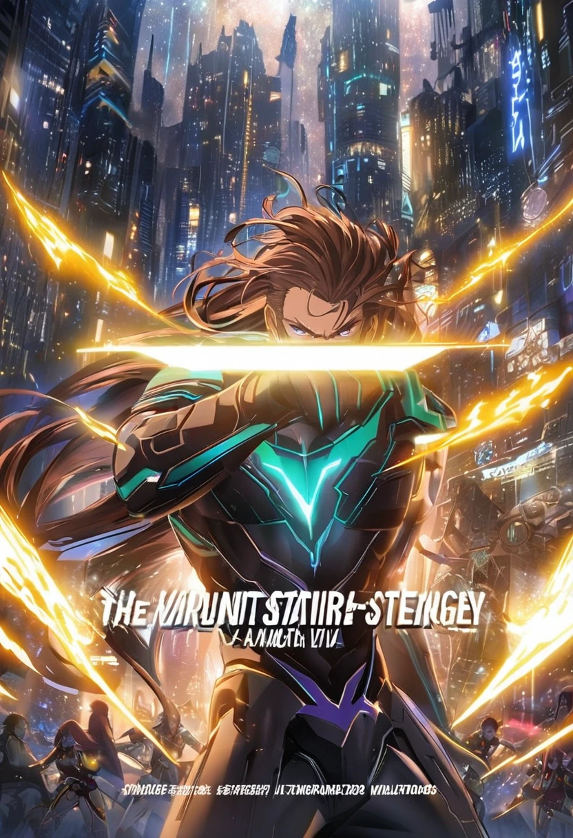 detailed plain book cover with title/subtitle/author names, The cover showcases a futuristic cityscape of AstroNexus with towering buildings and neon lights under a starry night sky. In the center, Xavier Blaise stands in a ready-to-fight pose, his face showing determination and courage, with his hair flowing and dressed in futuristic attire. Surrounding his hand, fiery star energy from his martial spirit, Blazing Starfire, flickers vividly, adding a dynamic and powerful visual effect. Silhouettes of friends and allies appear in the background, along with a small Imperial emblem to hint at the world's setting. The main visual elements are centered, creating a balanced composition., --v 6 --stylize 100 --ar 10:16 --seed 1027612882