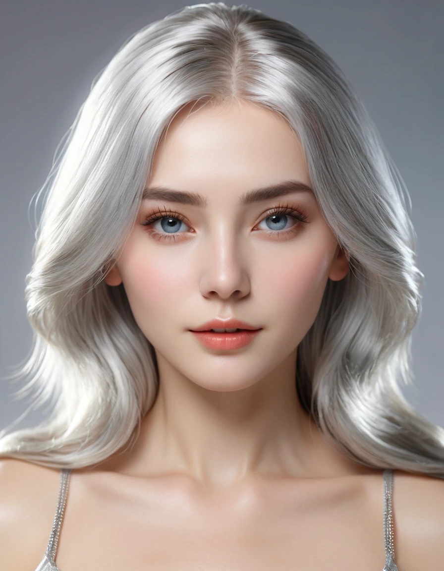 (8K,Photorealistic　RAW Photos　Highest quality;1.4) 1woman) Beautiful Silver Haired Goddess　(A vivid face)　(Tabletop, Highest quality, It&#39;s photorealistic, High resolution, :1.3), Close shot, Sharp focus, 1. Woman with curly silver hair, European woman, Hot Model, abdomen, Very detailed eyes with golden pupils, Realistic skin, Slim figure, Perfect body, Very large breasts have cleavage, Very Fine Hair, Delicate and sexy face, sensory gas, Glossy Lips, ((She is wearing a beautiful black and gold outfit with a black skirt and golden embroidery.,Wear a pendant)), Outdoor, ((Realistic, 超Realistic, Realism, realistic details))　Beautiful expression　charm　(Realistic Skin)　超High resolution　超Realistic　Advanced Details　grassland, Flowers and beautiful mountains in the distance々,Purple Earrings,Split Avemar Paladin,woman,Ultra-Realistic Skin,smile,close,Top view,Rich colors, Backlight, Cinema Lighting, Film Grain, 50MM lens, Nikon D850,超High resolution,Ultra-realistic,Compensate,super sexy,Silver Hair,Very large breasts,grace,Sexy pose,Upper body close-up,