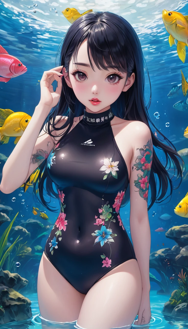 {{{{{16k}}}}}, {{{{{Unique atmosphere in the middle of the transition from girl to sexy woman, transforming a Japanese girl with a cutely pussy into her facial rank to the SSS rank of top-notch pretty actresses, She's in a cylindrical aquarium filled with female hormone fluid with a control panel that allows her to change the shape and appearance and personality of the girl inside at will, she is ambushed every night and has sex with her on all fours throughout the night, She is being pistoned hard from behind in a sexy pose with her hands in front of her, When the control slider under the aquarium was adjusted to purity, her appearance changed to cute and innocent, She was a but after four years of being raped while being injected with beauty-enhancing hormones every day she grew into a 16-year-old that she had an erotic fetish for lips and necks and waistlines, she was being raped and clearer the nip line from underbust to hips, She had a pretty face like an idol but as she grew up she became beautiful like an actress, Her too-beautiful rounded tits wrapped in her separates flower pattern swimsuit, Her hair is replaced by a bang long glossy very Straight black hair, The growing body is reproduced with sex-loving, thick vivid lips, Her gasps echoing through the water, She transforms her into a cute once-in-a-millennium}}}}},{{Extremely detailed}},{{{{{integrated her head pure small, Enchanting Too thick and erotic deep pink lips, Her thickened lips shimmer with luster}}}}},{{{{{Her tattoos spread all over her body, She is tattooed with lewd flowers on her neck, arms, lower abdomen, thighs}}}}}
