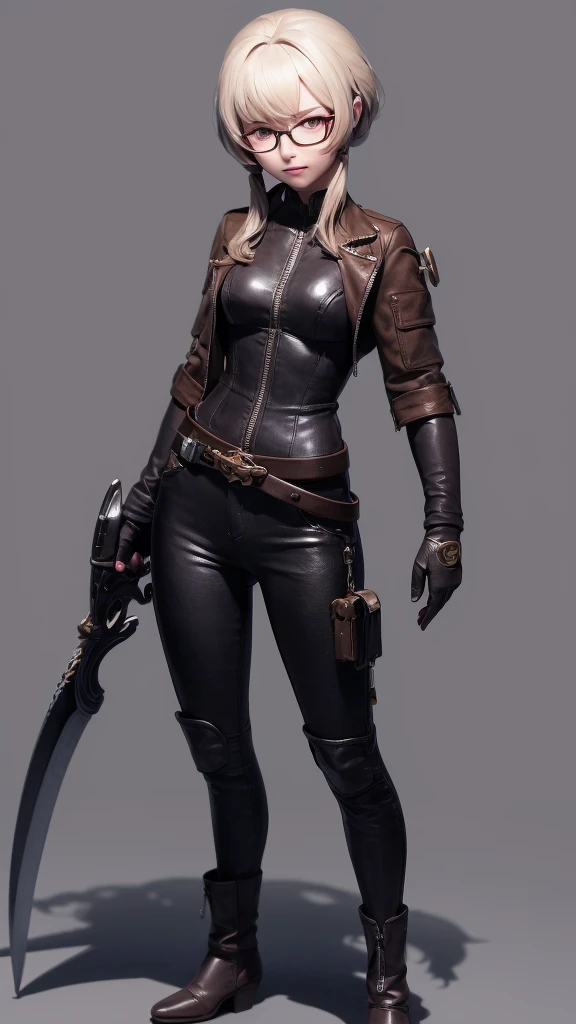 Masterpiece, Highest quality, 4K, The face is precise(((must))), concept art, best shot, miniature, tablesize figure, Holding a beautifully decorated long sword, A brave pose, head to toe((must)), aschgray haired early 20's Russian girl, Wearing jet black protector, cutting edge protective gear,  The background is a battlefield georamatic, Ilya Kuvshinov's style