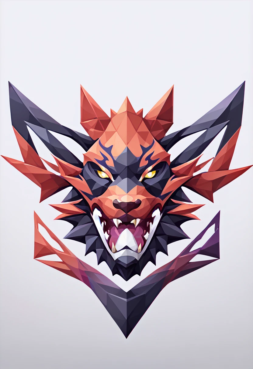 (low poly:2),Carnivorous animal avatar,Logo Design,Single color,(Front image:2),avatar,(fierce:2),