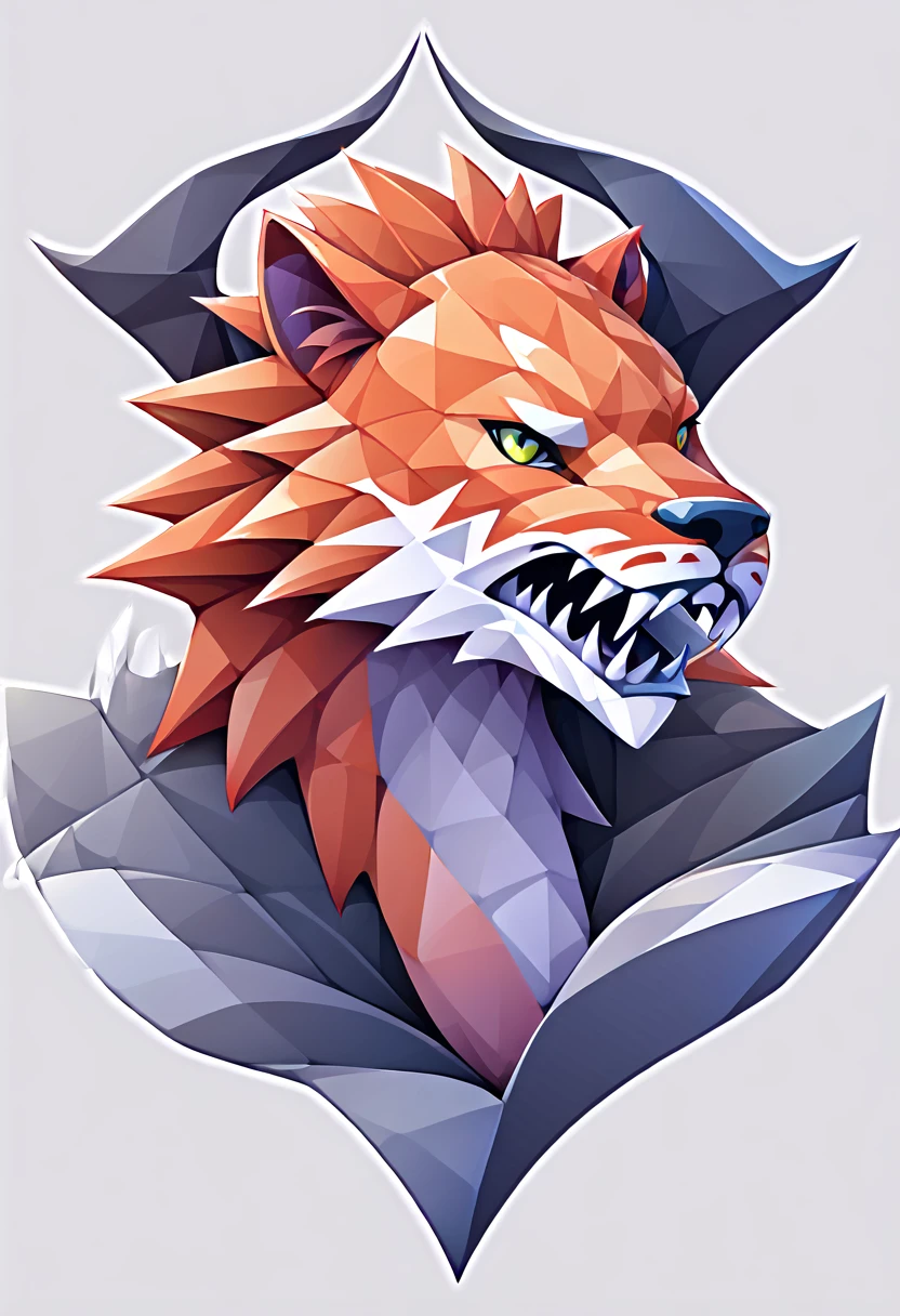 (low poly:2),Carnivorous animal avatar,Logo Design,Single color,(Front image:2),avatar,(fierce:2),