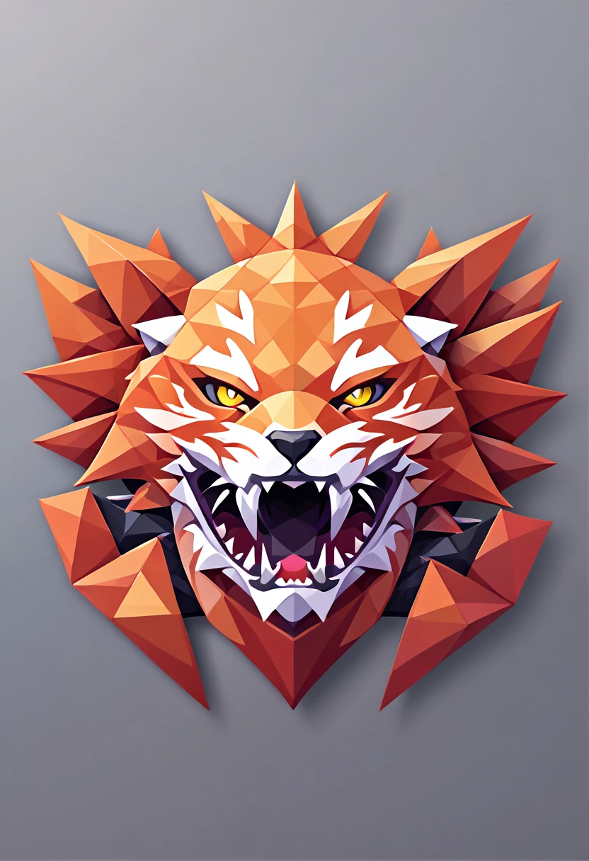 (low poly:2),Carnivorous animal avatar,Logo Design,Single color,(Front image:2),avatar,(fierce:2),