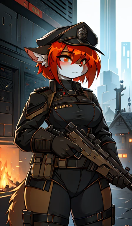 enlightenment、(top quality)、(((masterpiece)))、(A high resolution)、Original、(lonely girl)、sexual、thick、big body、(ginger),With guns and rifles, Helghast, wolfenstein, Unigine rendering, holding a blaster, imperial military, cyberpunk imperial military, Have MP7, with a pistol, RB6S), Wearing a black Sith uniform., Excellent detail, RB6S, RB 6 s, High level of detail