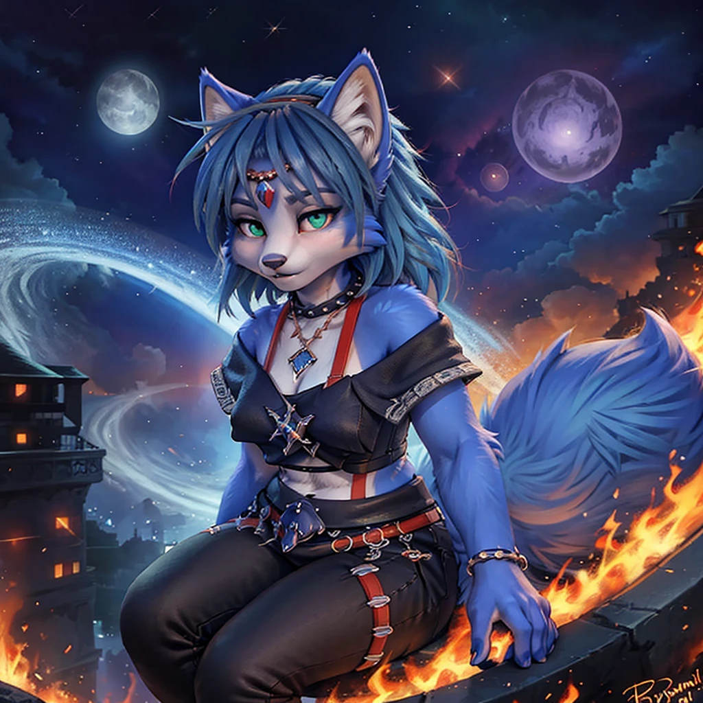 A beautiful and detailed (sweet picture) of ((Krystal)), Star Fox Krystal,  green eyes, medium breasts, (((Long blue hair 1.3))),  anthro, furry, (of Fluff-Kevlar, Bayard Wu, Personalami, Pino Daeni),  detailed fluffy fur, detailed face, (fluffy), 1 girl, alone, Haare bedecken ein Auge:1.4, großes glückliches Lächeln, giving you a thumbs hoch, 