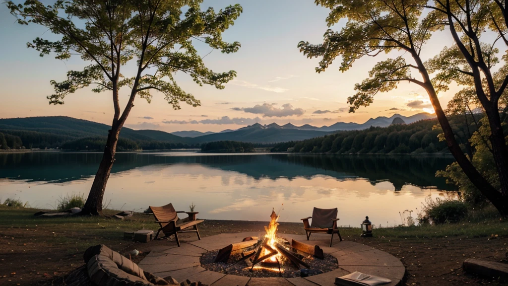 Campfire by the lake
