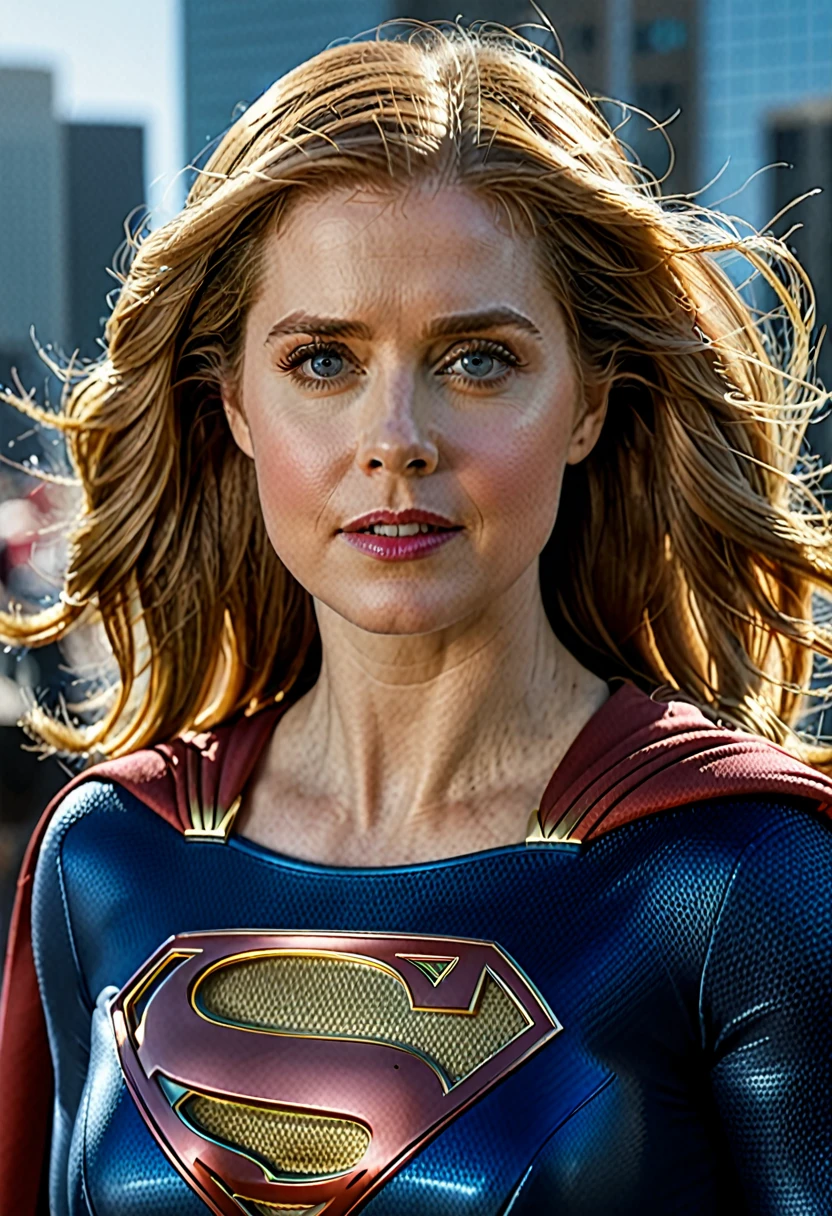 Amy Adams as Supergirl, realistic, high definicion, ultra resolution, Fujifilm XT3, detailed, 64k, -