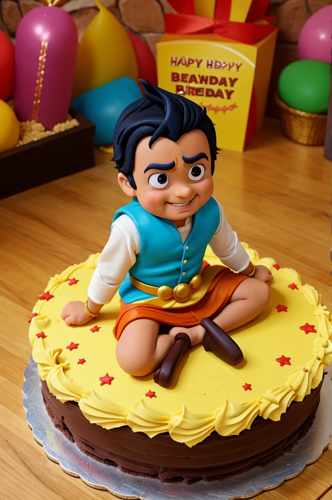 Create chota bheem image for birthday cake with text Happy 5th Birthday Shiv