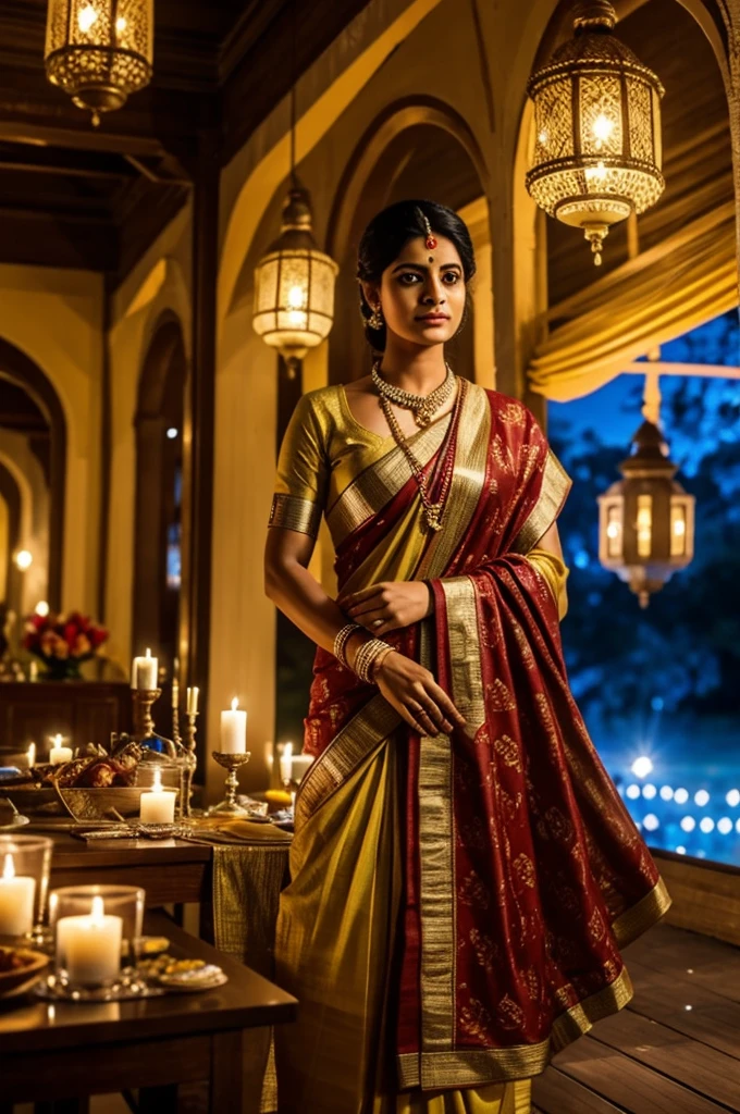 একটি সুন্দর বিড়াল অনেকগুলো খাবার নিয়ে বসে আছে