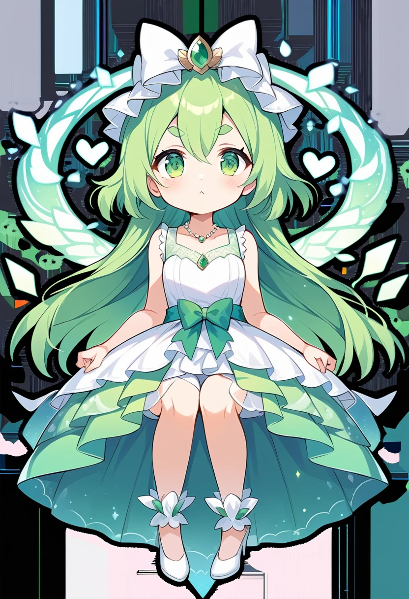 (loli:1.4),(little female child:1.4), cute face, 6 years old,kawaii, (highlight on eyes:1.1), small breast, (jiggly:0.8), shiny skin,(mini girl:1.5),
BREAK
(green maro eyebrows:1.4), :<, (jitome:1.1),pouty and slightly grumpy,(medium green hair:1.2),pout,disgusted eyes, green eyes, puffy eyes,
BREAK
breathtalking Scenery, breathtalking Beauty, breathtalking Cute,scenery, (best quality, masterpiece:1.2), (ultra high quality:1.2),smooth soft skin, natural skin,
BREAK
(hensin:1.3),(henshin:1.3), magical girl,,(transparent background:1.3),wearing shoes on feet, sidelocks, bow, gem necklace, deepgreen pleats overskirt,white dress,frills, sash, high_heels, collarbones, wedding dress, heart_print,
BREAK
wearing boots on feet, wearing lightgreen magical Girl Costumes,(magical effect:1.2), magic circle,colorful background,light particles,light sparkles,crystal light,powder light,dynamicpose,outstretched legs,sitting,
BREAK
(multi-layered flower shaped stained glass), (rose shaped stained glass),(music note effect fused with stained glass),(heart shaped Church windows),nature theme,(Giant stained glass leaf),(Multiple stained glass musical note),Atrium structure,ceiling,tiffany,dust particles,anime,stain glass inspired by leaf mark,