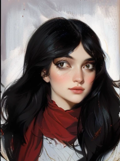 a drawing of a woman with long hair and a red scarf, inspired by Edwin Austin Abbey, in the art style of bowater, fanart, closeup character portrait, digital painted, character portrait of me, stylized portrait, colored sketch, character portrait closeup, character concept portrait of me, digitally colored, cartoon digital painting, character close up, digitally painted