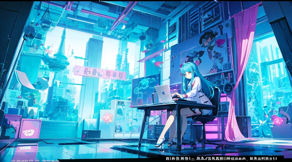 Cartoon girl sitting at a desk with a laptop, Manga style illustration, Digital anime illustration, In the art style of Bouwater, In the style of digital illustration, Illustration Style, Beautiful illustrations, Cute and detailed digital art, Beautiful digital illustrations, Great art style, Trending on artstration, Professional Illustration, Cute digital art, Reproduction illustrations, Beautiful drawing style
