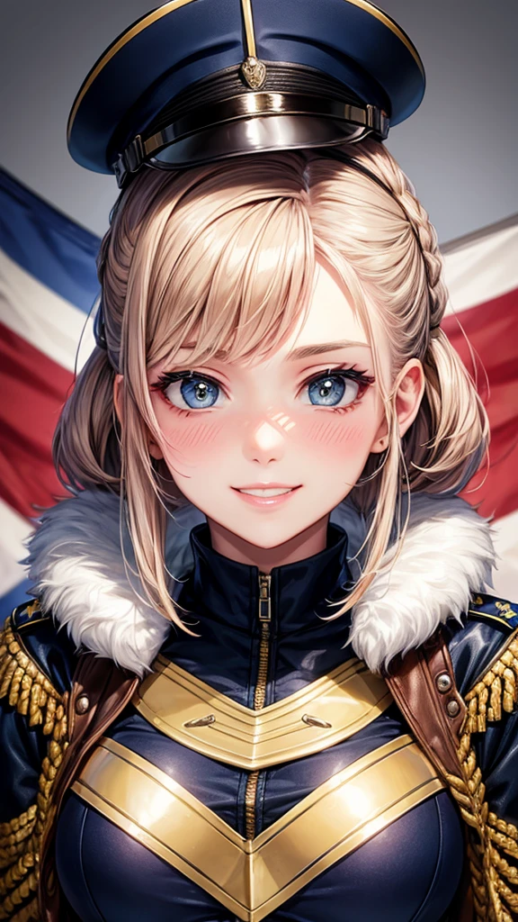 police cosplay,militar,navy, aeronautics, feminine,linda, Caucasian skin,blush cheeks,beautiful smiling, details in your beauty