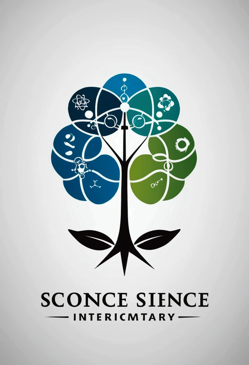 Create a science logo based on biology interaction, Physics and chemistry 