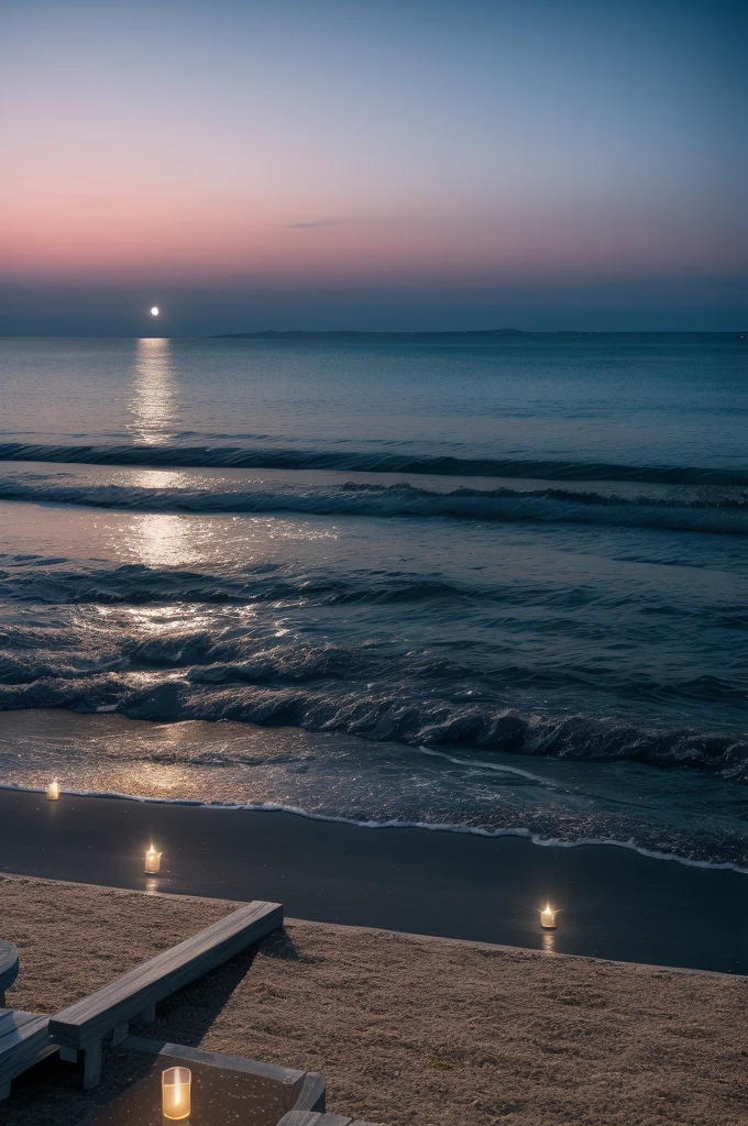 Sea of night,field,Realistic,Seaside terrace,8K Ultra HD, Digital SLR,  Venue,