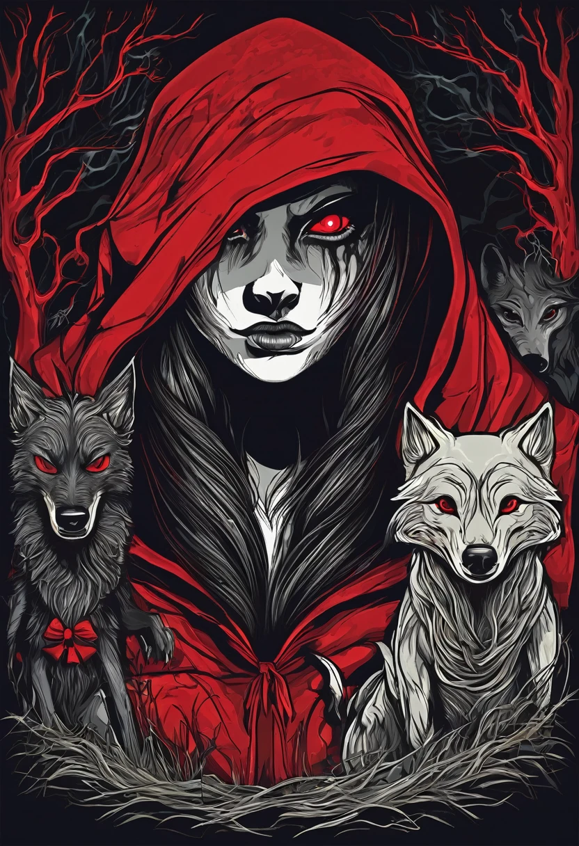 Evil Little red rding hood kild wolf horror nightmear