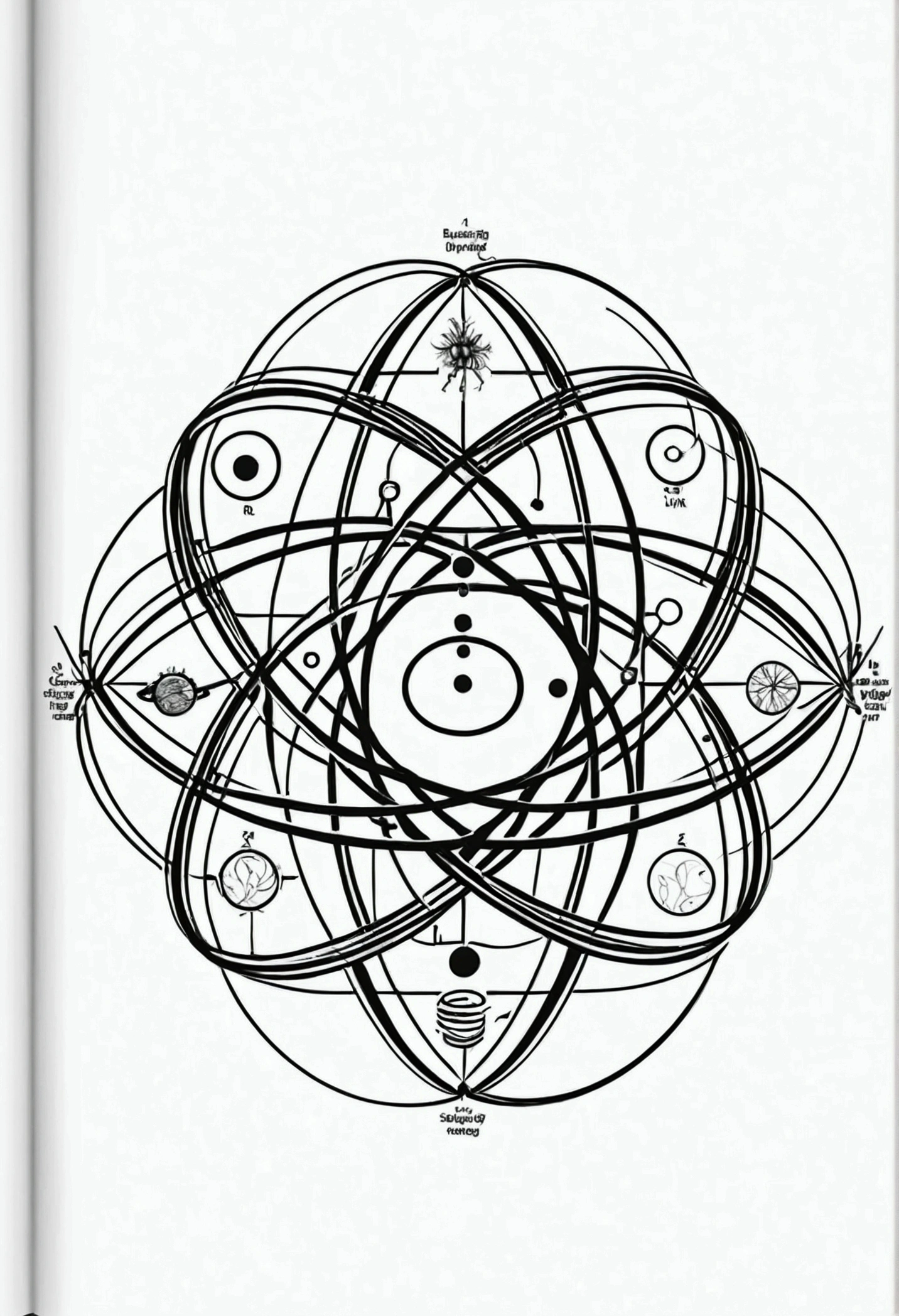 create a logo making the interaction of physics disciplines (energy), Chemical (atoms) and biology (living creatures)