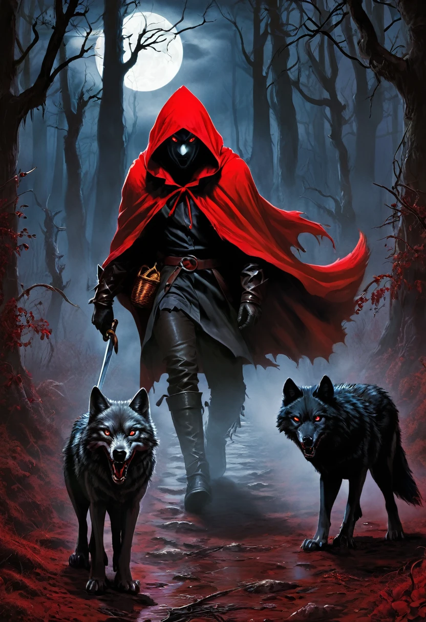 Evil Little red rding hood kild wolf horror nightmear