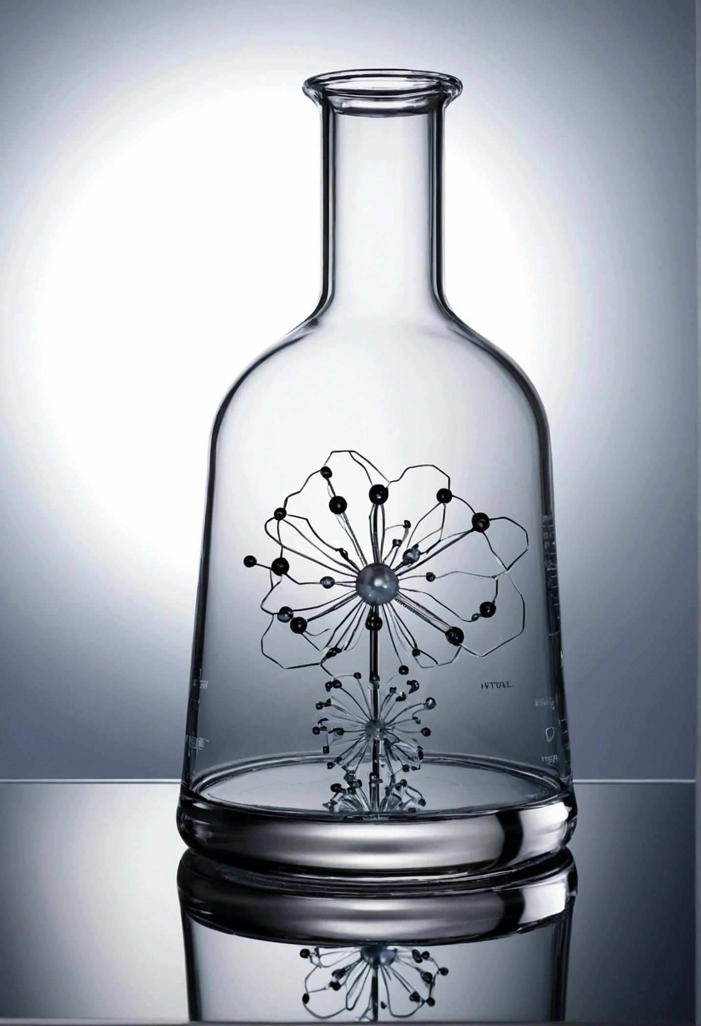 interaction between a laboratory glass, ventail, and atom 