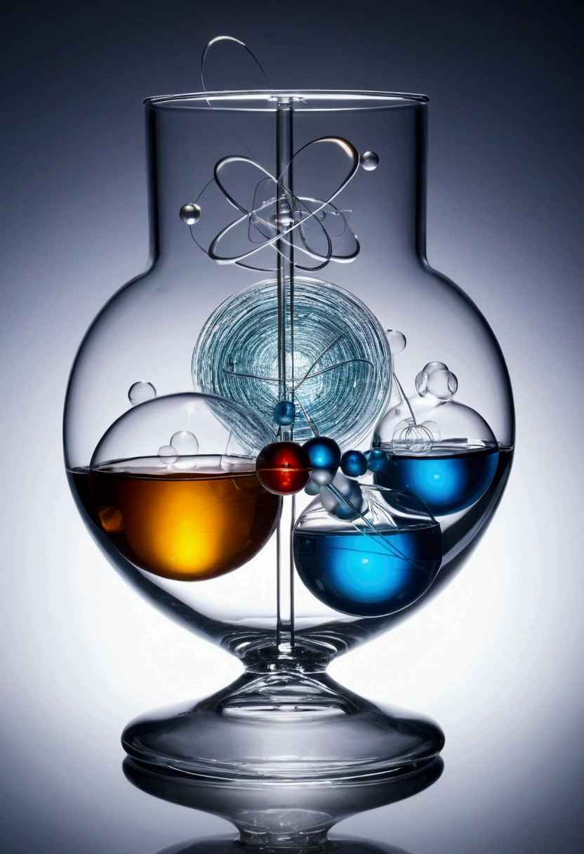 interaction between a laboratory glass, ventail, and atom