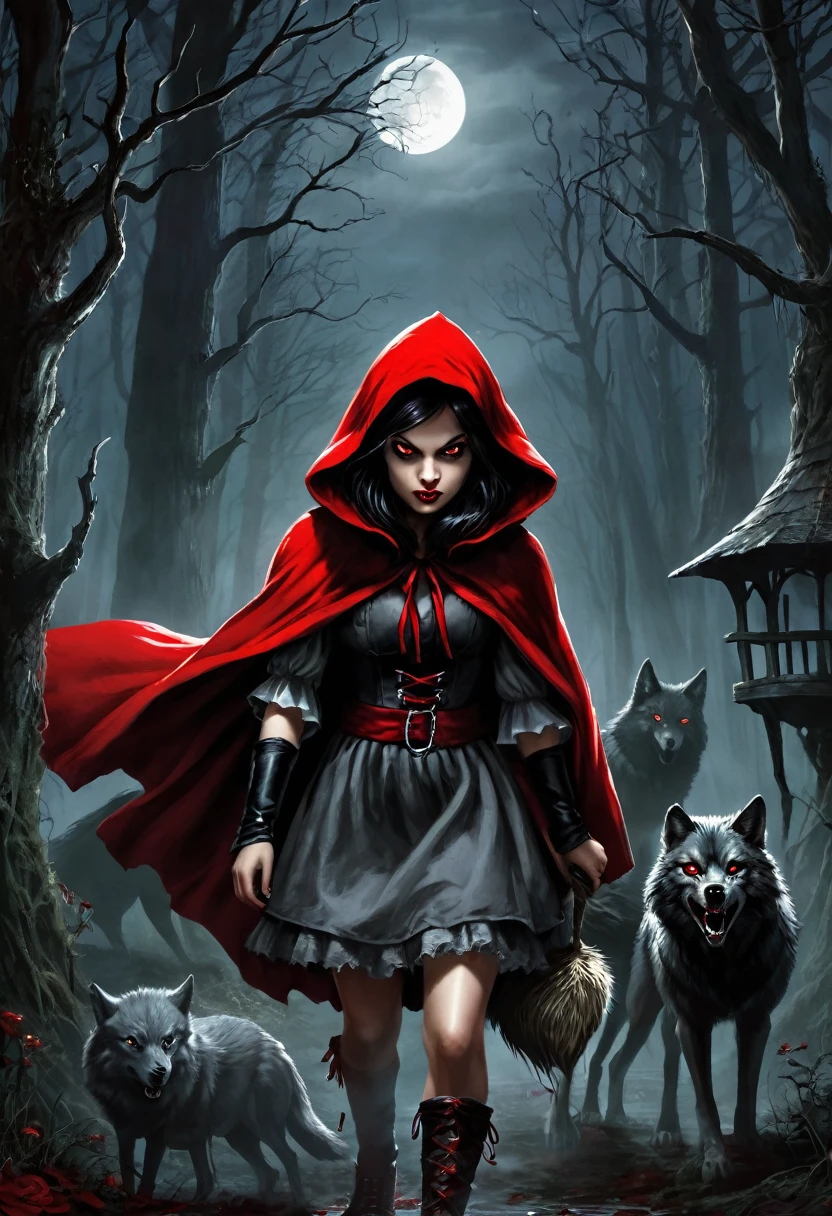 Evil Little red rding hood kild wolf horror nightmear
