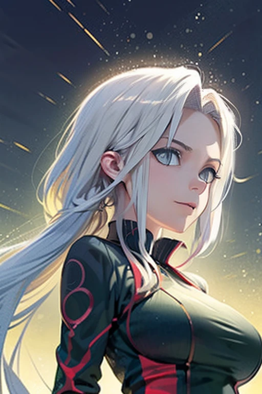 ((best qualityer)), ((work of art)), ((realisitic)) and ultra-detailed pPanasography, Tsuande, Pretty Girl Tsunade de Naruto, Bela , light yellow hair, party, neon lig. She has large ((White hair)), usand a (Top Tech-Wear) and a (black rope, red pattern:1.2) , ((beautiful and aesthetic)), sensuous, breasts big, Panas, breasts big, Eigaka E6