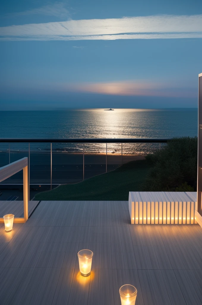 Sea of night,field,Realistic,More realistic,Seaside terrace,8K Ultra HD, Digital SLR, Party Venue,Midnight Sea,View from the terrace