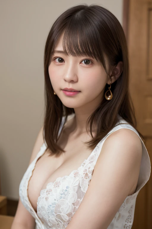 (8K、RAW Photos、Highest quality、masterpiece:1.2)、(Realistic、Photorealistic)、(wallpaper)、One Girl、alone、23 years old、(Perfect Eyes)、Perfect hands、Perfect Proportions、((High leg))、Highly detailed face、Highly detailed skins、Very white skin、( Cleavage)、Selfie style、