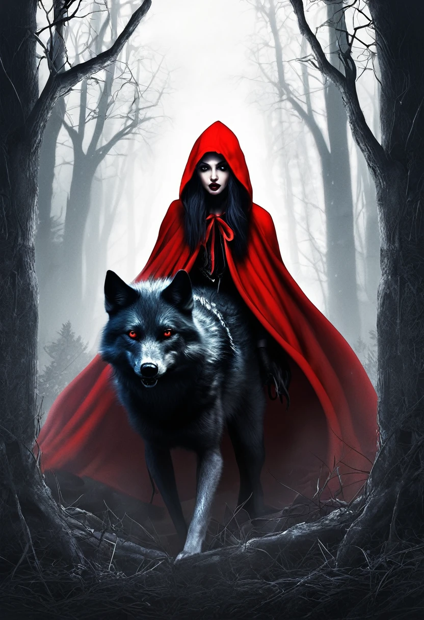 Evil Little red rding hood kild wolf  horror nightmear 