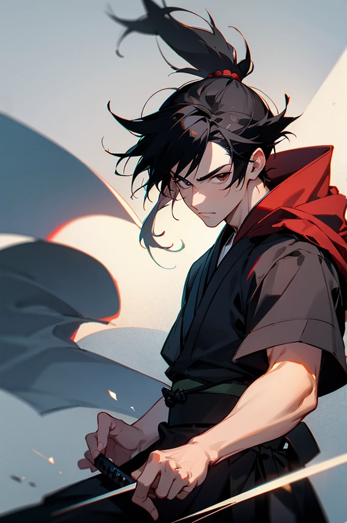black hair male samurai