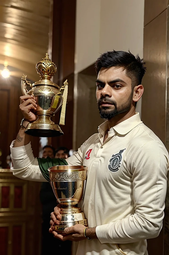 Virat Kohli lifting ipl trophy 2025