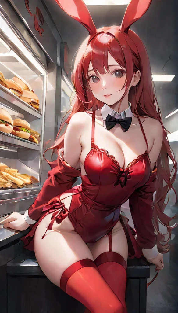 Bunny girl、Perfect Anatomy、One Woman、Black Costume、Black Stockings、Attractive ass、Thong ass、、Dim lighting、Natural look、Enchanted Room、eroticism、highest quality、highest quality、Masseter muscle area:1.3、High quality details、８ｋ