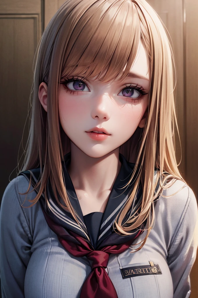 (Surreal), (8K), (Very detailed), (Best illustrations), (Beautiful attention to detail), (Highest quality), (Super detailed), (masterpiece), (wallpaper), (Detailed face), alone, 1 Girl, (school uniform:1.3), Looking at the audience, Exquisite detail, Detailed face, ,Pure Erotic Face Ace_ v1,