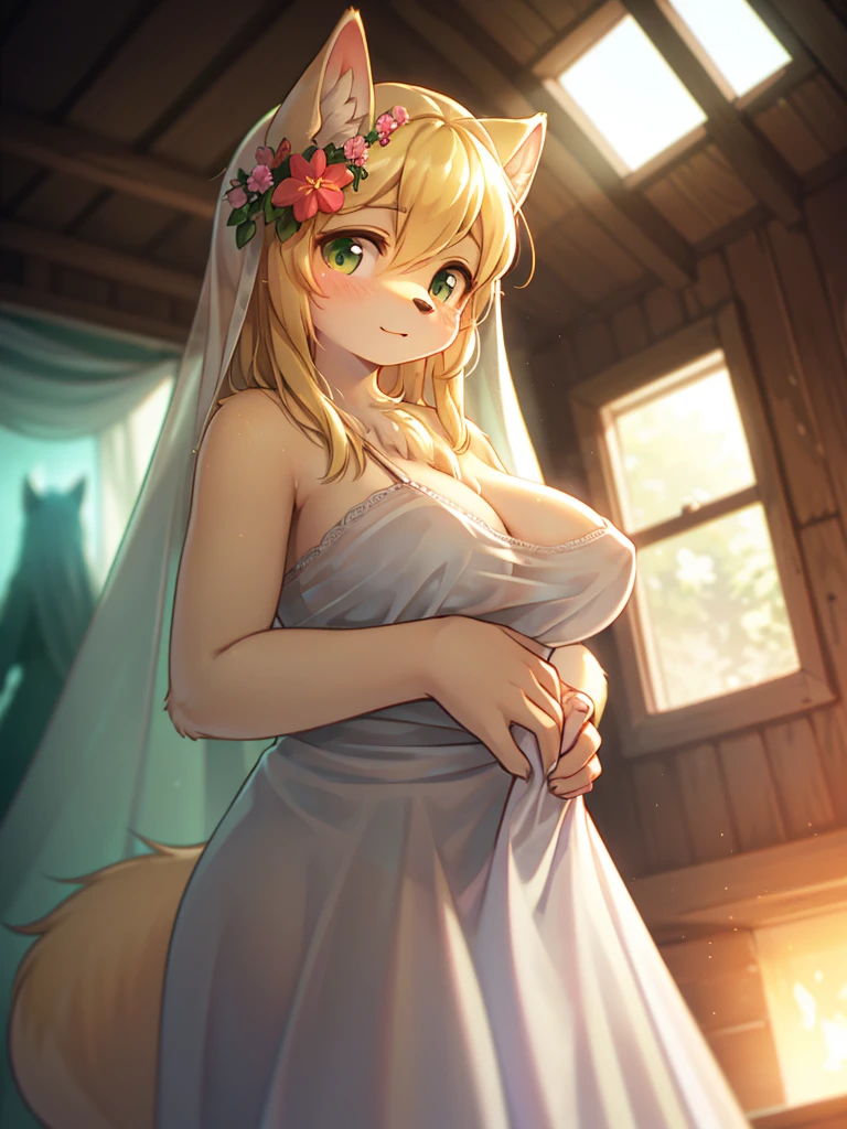 (Sumilux f1.4 75mm , low Latitude old color negative film , cross process , bokeh, flare, chromatic aberration , soft focus, (Shallow focus) , soft glow , Maximum aperture, High Key , Transparent depiction) , blond Mature female wolf , Voluptuous body , hide with hand , (freckles:0.8) , in the Abandoned house , (Spirit photography , sheet ghost:1.3) , (Holding two apart melons) , Tamponade , (show off moist flower)