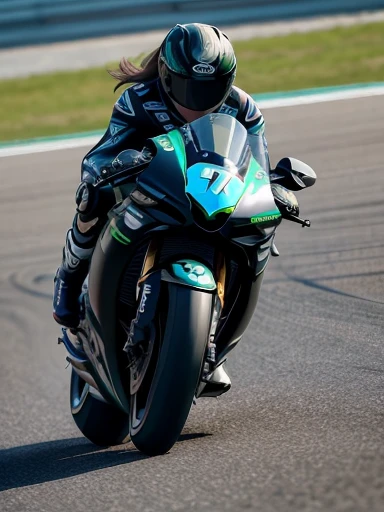 Japanese woman,black hair,27 years old, (slender), (small breasts),best quality, detailed, beautiful, insanely detailed, absurdres,perfect anatomy, motoGP, two women, kawasaki racer replica motorcycles speeding down the highway, (motion blur:1.1),
