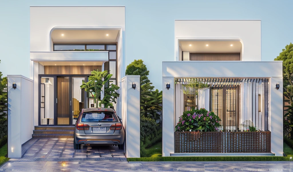 rendering of a modern residential townhouse, professional render, wide angle exterior 2023, highly detailed render, high quality rendering, realistic render, architectural render, high-quality render, detailed rendering, hyper-realistic render, hyper - realistic render, very realistic 3 d render, high render, realistic rendering, very realistic render