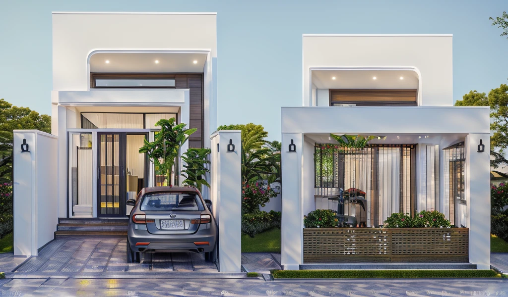 rendering of a modern residential townhouse, professional render, wide angle exterior 2023, highly detailed render, high quality rendering, realistic render, architectural render, high-quality render, detailed rendering, hyper-realistic render, hyper - realistic render, very realistic 3 d render, high render, realistic rendering, very realistic render