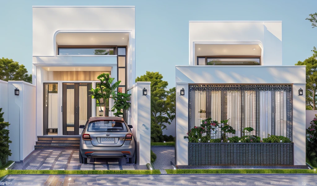 rendering of a modern residential townhouse, professional render, wide angle exterior 2023, highly detailed render, high quality rendering, realistic render, architectural render, high-quality render, detailed rendering, hyper-realistic render, hyper - realistic render, very realistic 3 d render, high render, realistic rendering, very realistic render