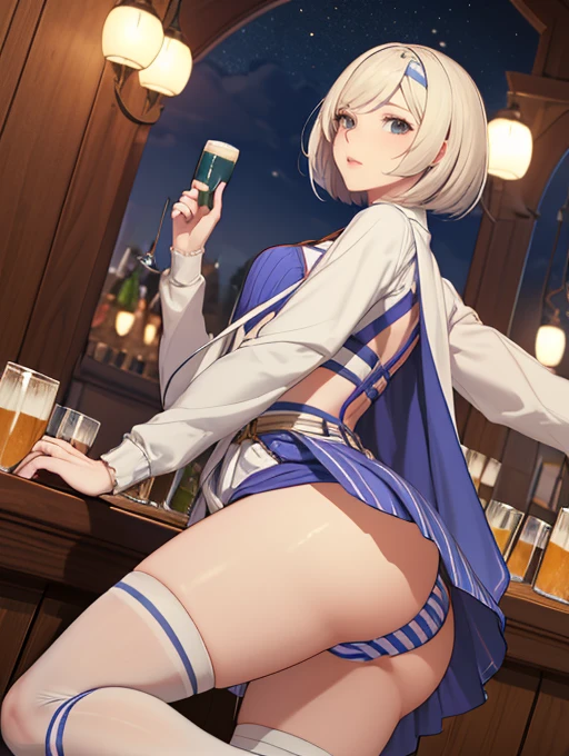 Recall,A group of female adventurers set in a medieval fantasy world.3people々,Dancer、 (At the pub), Mr...々Hairstyle, Harem, night, detailed aspects, Asheria:1.5, Asheria:1.3, short hair, Bobcut, Very short pleated mini skirt with embroidered pattern, Seduce, No sleeve, armor 、肩armor、Showing off random striped panties:1.3、、Big Ass、Wide waist、Roll up your skirt,Knee socks,