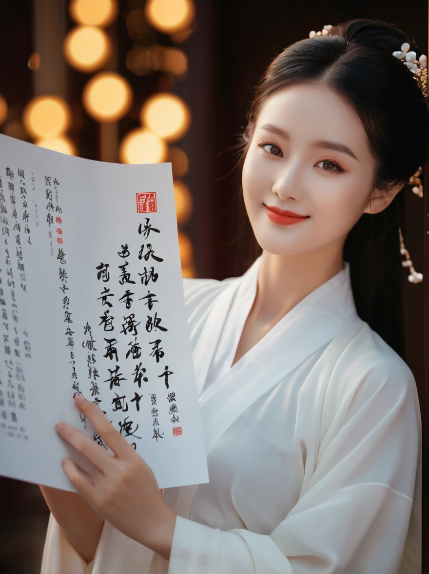 Whimsical and fun, Movie photos ink painting light Hanfu,Portraits inspired by traditional Chinese art, Woman in Hanfu. peaceful的风景让人想起宋明时期中国古典画作中的peaceful. The golden calligraphy font and red seal add a lot of color to the whole scene, Everything is infused with a rich soft golden hue, White people, and crimson.Tilt frame, Introducing a sense of tension or energy.,peaceful, Peaceful environment. . monochrome, loose, body fluid, Expressive, Beautifully,rich and colorful . 35mm Photo, , Bokeh, professional, 4K, Very detailed, full of imagination, fantastic, Bright colors, Programming, Happy, Whimsical and fun
