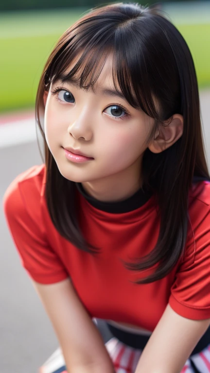 8K、cute、Adult Girls、detailed、Looking into the camera、((SFW: 1.4)),((detailedな顔, Professional photography)), ((SFW, Race Queen, Grid Girls, skirt, No sleeve, 1 Girl)), Ultra-high resolution, (Realistic: 1.4), RAW Photos, Highest quality, (PhotoRealistic Stick), concentrated, Soft Light, ((20-year-old)), ((Japanese)), (( (Young Face))), (surface), (Written boundary depth), masterpiece, (Realistic), woman, bangs, ((1 Girl))