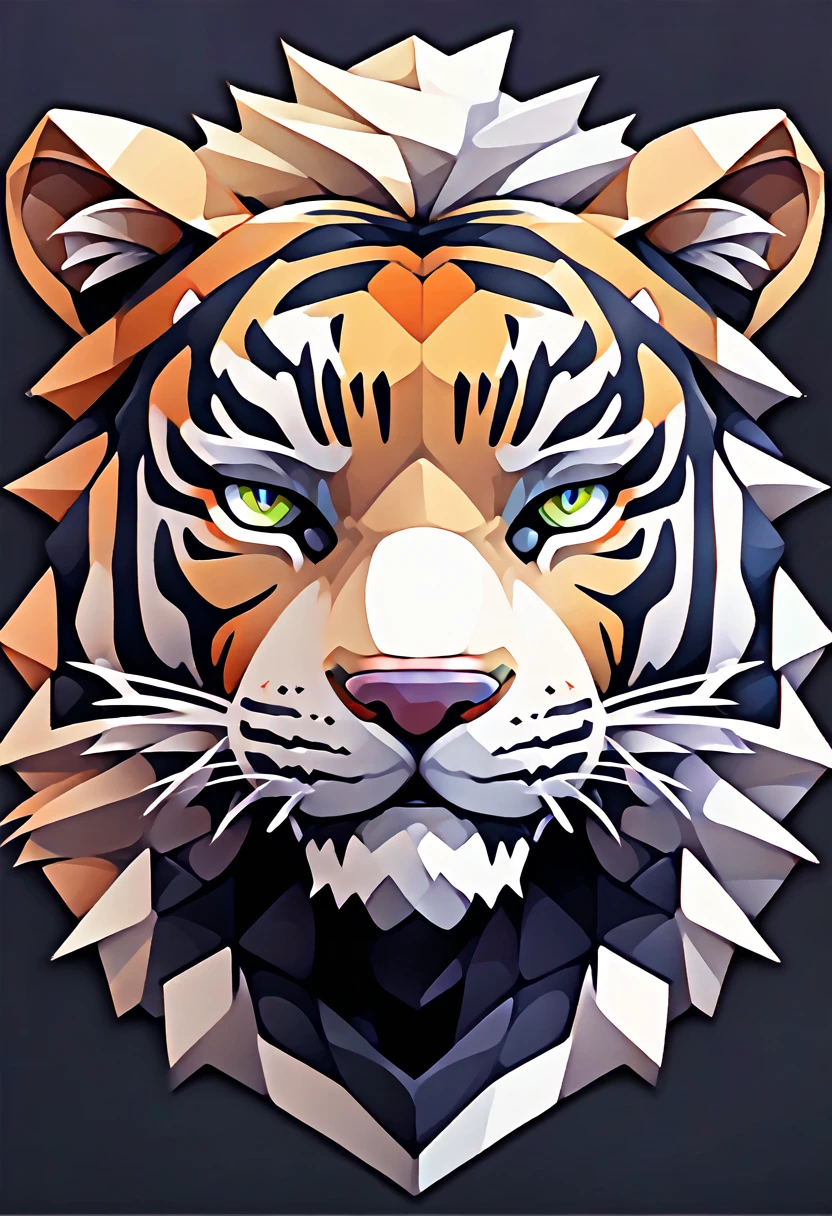 (low poly:2),(tiger head Avatar:1.5),Logo Design,Single color,(Front image:2),head avatar,(fierce:2),