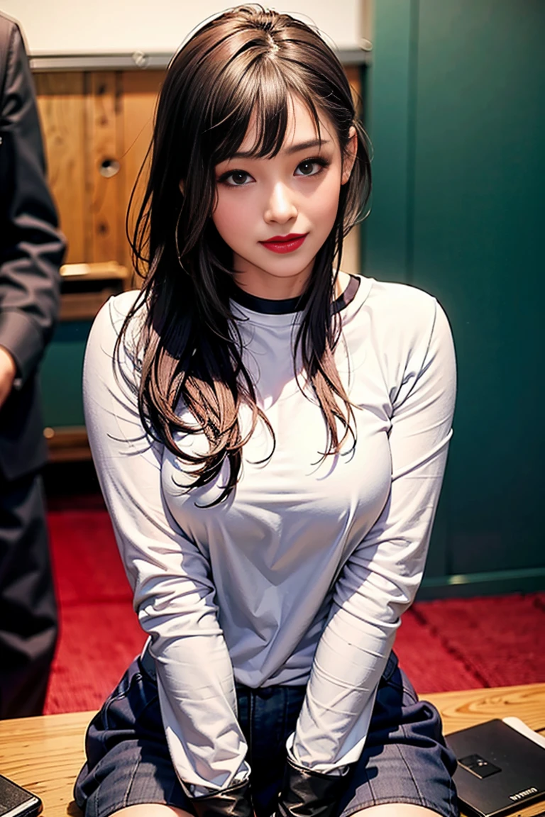 Asian woman in arafe in black bra jacket and black panties, Realistic Young Gravure Idol, Young Sensual Gravure Idol, sophisticated gravure idol, Young Pretty Gravure Idol, 奈良美智, Young skinny gravure idol, with a seductive smile, Realistic sensual gravure idol, Ai Yazawa
