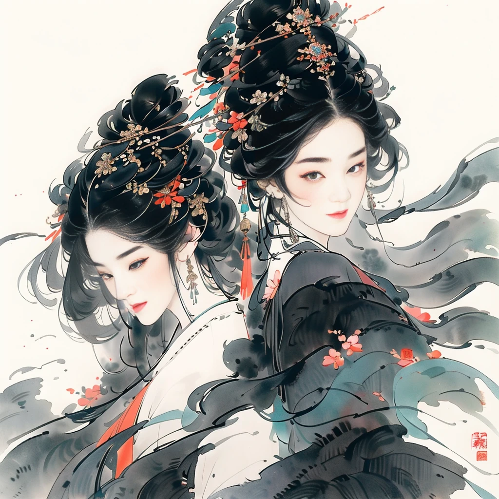 1 girl,Close-up of face,gentle and calm expression,alone, ,Long gray hair,beautiful characters,史詩般beautiful characters藝術,Fan Qi,Wu Zhun Shifan smiled, blue eyes multi color hair, white hair, View viewer, Ruffles, blush, black hair, Simple background,
