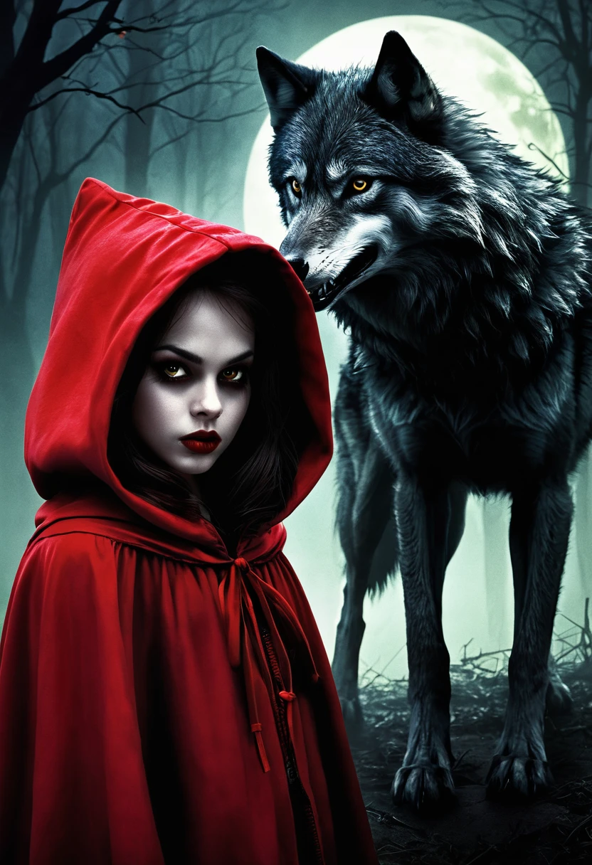 Evil Little red rding hood kild wolf horror nightmear